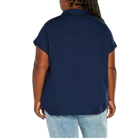 NEW Gap Short Sleeve Popover Top | Navy - Picture 2 of 6